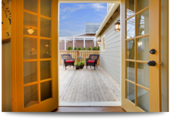 French doors opening onto deck